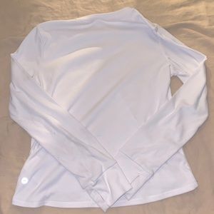 white athletic long sleeve
